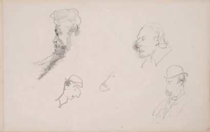Henri de TOULOUSE-LAUTREC (1864-1901) Tête d'homme (recto) et Têtes (au verso), circa...