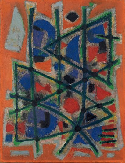 Alfred MANESSIER (1911-1993) Untitled, 1954.
Oil on canvas.
Signed and dated lower...