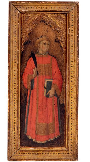 SANO di PIETRO (Sienne 1406 -id. 1481) et Atelier Saint Etienne. Tempéra sur panneau....
