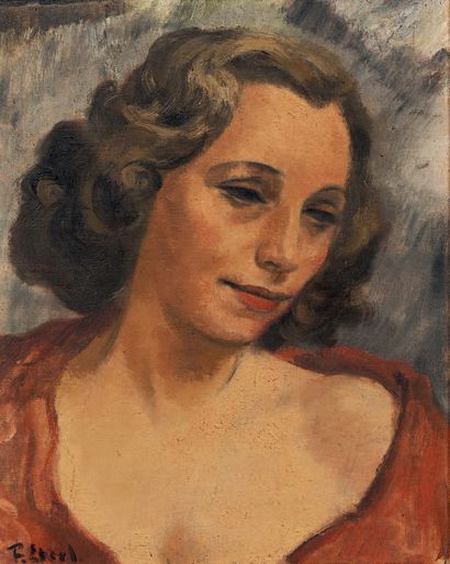 Frantisek Zdenek EBERL (1887-1962) Portrait of a woman in bust. Oil on canvas. Signed...