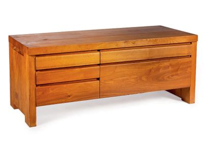Pierre CHAPO (1927-1987) R 14. Low chest of drawers. Model created in 1965. In solid...