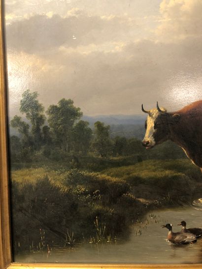 Eugène VERBOECKHOVEN (1798/99-1881) Farmer in a landscape, 1852.
Oil on panel.
Signed...