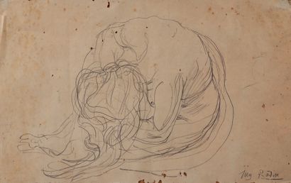 Auguste RODIN (1840-1917) Douleur de Psyché, vers 1900. Femme nue assise au sol,...