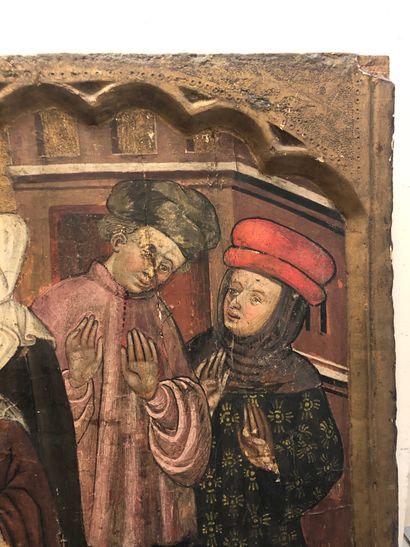Ecole espagnole du XVème siècle La Dormition d'un saint abbé. Un roi et son épouse,...