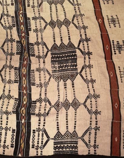 AFRIQUE Mopti wool blanket with polychrome geometric patterns, formed by six bands...