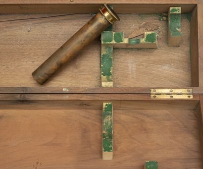 null Astronomical telescope in brass.

Not signed.

With two eyepieces.

On a wooden...