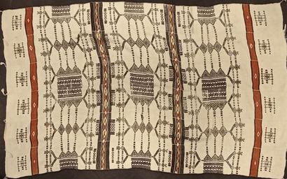 AFRIQUE Mopti wool blanket with polychrome geometric patterns, formed by six bands...