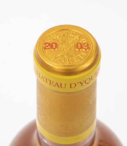 CHÂTEAU D'YQUEM 1 bouteille, 2003.

Sauternes.

Bon niveau.

Infimes frottements...