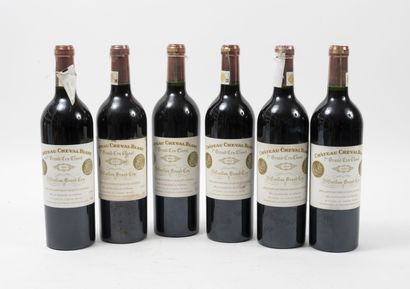 CHÂTEAU CHEVAL BLANC 6 bouteilles, 2002.

GCC1 (A) Saint-Emilion.

Bon niveau.

Petites...