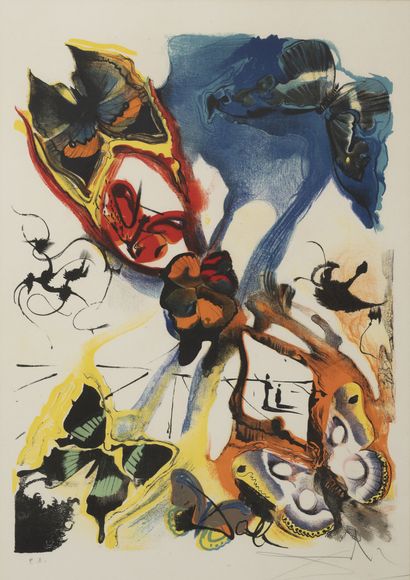 Salvador DALI (1904-1989) Les Bouches (Papillons surréalistes), 1972. 
Lithographie...