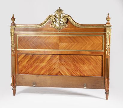 null Bedroom furniture in solid rosewood and veneer and gilded bronze and brass ornaments,...