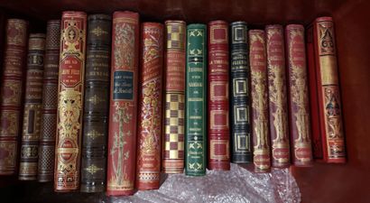 null Trois caisses et une manette de livres pour enfants ou adolescents, XIXème siècle...