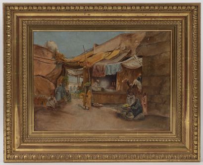 École orientaliste, fin du XIXème-début du XXème siècle Two oil on canvas: 

- Animated...