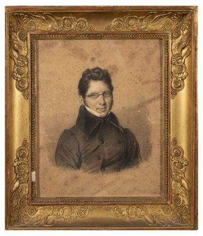 Julien Léopold BOILLY (1796-1874) Portrait of a young man with glasses. 1830.

Charcoal...