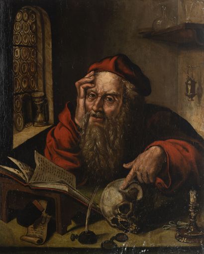 Dans le goût de Joos Van CLEEVE (vers 1485-1540) Saint Jerome in his study.

Oil...