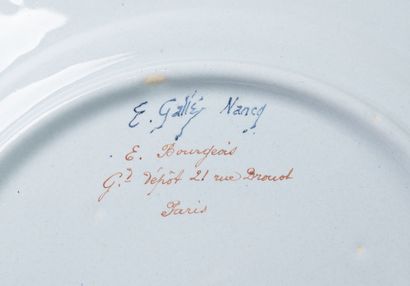 Etablissements GALLE, Nancy - Seven enamelled earthenware plates from the "Chasseurs...