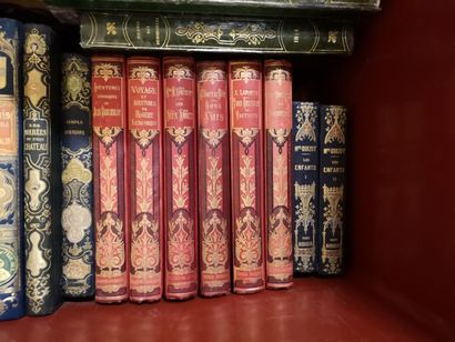 null Trois caisses et une manette de livres pour enfants ou adolescents, XIXème siècle...