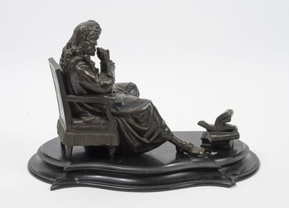 Jean Jules B. SALMSON (1823-1902) Molière assis. 

Epreuve en bronze à patine brune...