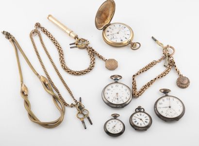 null Lot 1 of silver and gilt metal pocket watches, collar watches and watch chains...