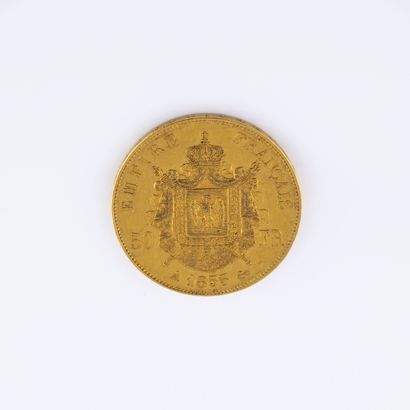 France Une pièce de 40 francs or, Napoléon III tête nue, 1855, Paris. 

Poids : 16.1...
