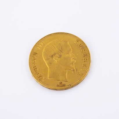 France Pièce de 100 francs or, Napoléon III tête nue, 1857, Paris. 

Poids : 32.2...