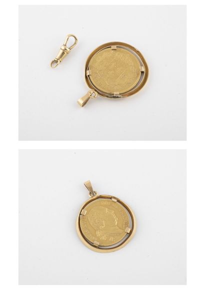 null Pendentif en or jaune (750) retenant une pièce de 40 francs or, 1818, Lille...