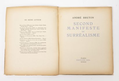 BRETON (A.) Second manifeste du surréalisme. 

Paris, Kra, 1930, in-4, 103 pp. -...