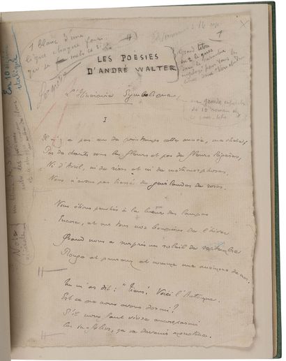 GIDE André (1869-1951). MANUSCRIT autographe, Les Poésies d'André Walter, [1891]...