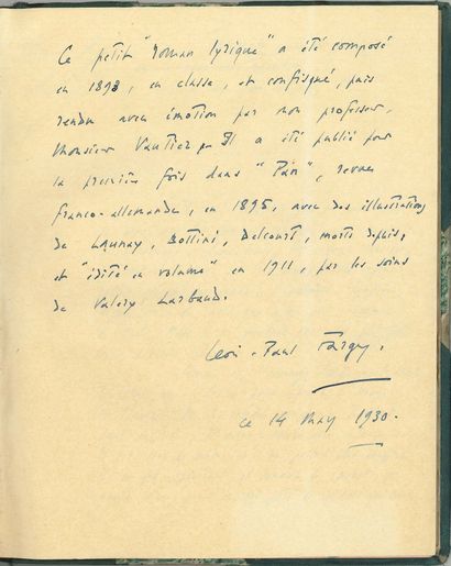 FARGUE Léon-Paul (1876-1947). MANUSCRIT autograph signed " Léon-Paul Fargue ", Tancrède,...
