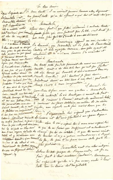 FLAUBERT Gustave (1821-1880). MANUSCRIT autographe, La reconnaissance de Sacountala,...