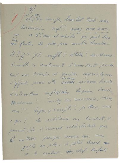 CÉLINE Louis-Ferdinand (1894-1961). MANUSCRIT autograph " LF Céline ", Nord, [1960];...