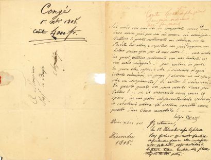 STENDHAL Henri Beyle dit (1783-1842). Autograph notes on 2 L.A.S. from Angela PIETRAGRUA...
