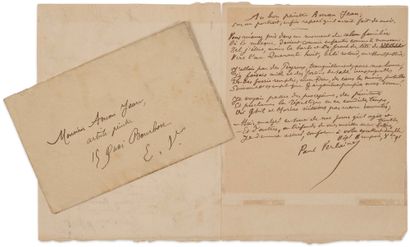 VERLAINE Paul (1844-1896). POÈME autographe signé « Paul Verlaine » avec L.A.S.,...