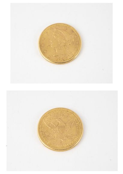 ETATS-UNIS Pièce de 5 dollars or, 1887.

Poids : 8.3 g.

Rayures et usures.