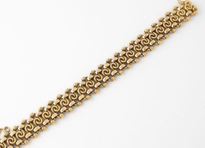 null Bracelet ruban en ors jaune et rose (750) formé de noeuds et petits anneaux...