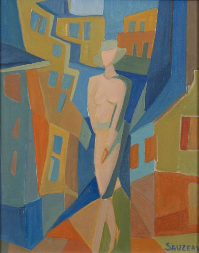 Sylvette SAUZEAU (XXème siècle) Femme dans la ville.

Huile sur toile.

Signée en...