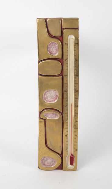 MITHÉ ESPELT (1923-2020) Barometer.

In pink glazed ceramic, the decoration treated...