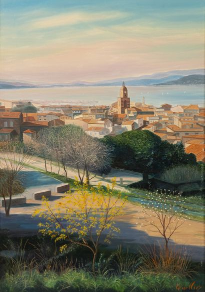 André QUELLIER (1925-2010) View of Saint-Tropez.

Oil on panel.

Signed lower right.

65...