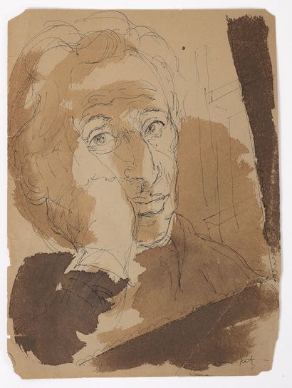 MANE-KATZ (1894-1962) Self-portrait.

Ink and brown ink wash on paper.

Signed lower...
