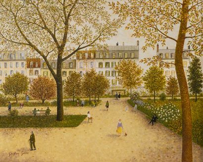 Maurice GHIGLION-GREEN (1913-1989) A square in Paris.

Oil on canvas.

Signed lower...