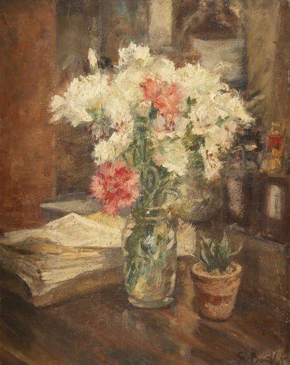 Georges BOUISSET (1903-1965) Lot of two paintings, including : 

-Bouquet of roses.

Oil...
