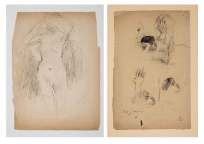 Ernest Joseph LAURENT (1859-1929) Étude de jeune femme lisant. 

Fusain sur papier....