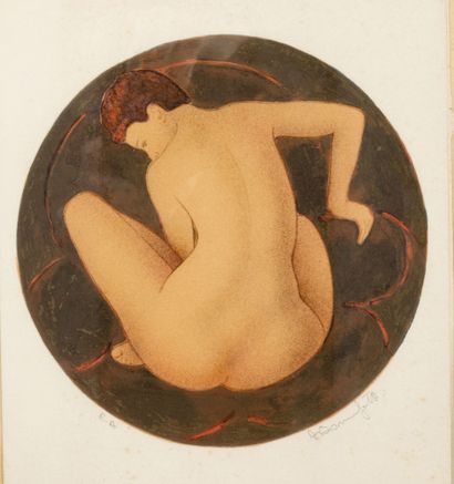 Alain Bonnefoit (1937) Nude back, 1981.
Lithograph in colors on paper.
Artist's proof...