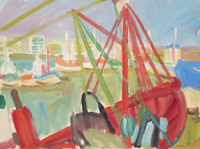 François DIANA (1903-1993) Le port de Marseille.
Deux gouaches sur papier.
Signées...