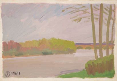 François DIANA (1903-1993) Landscapes
Two gouaches on paper.
Signed with studio stamp...