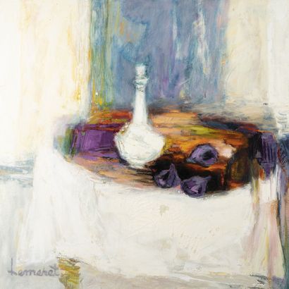 Claude HEMERET (1929) Still life, The white carafe, 1978. Oil on canvas. Signed lower...