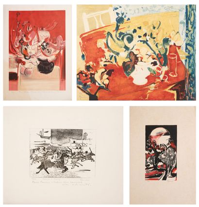 Claude MANCINI (1937) Bouquet de fleurs.
Lithographie en couleurs sur papier.
Signé...
