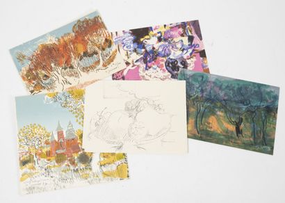 Claude MANCINI (1937) Set of three greeting cards.
14 x 21 and 15 x 21,5 cm.
Small...