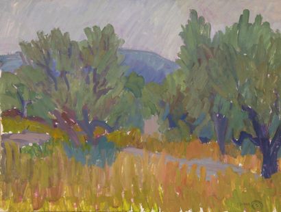 François DIANA (1903-1993) Rue Paradis, Marseille. Landscape of Provence. Oil on...