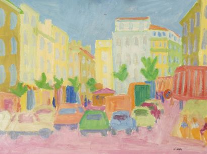 François DIANA (1903-1993) Rue Paradis, Marseille.
Paysage de Provence.
Huile sur...